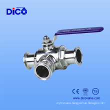 CF8/CF8m Sanitary 3 Way Ball Valve for Clamp End